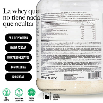 Proteína de suero de leche en polvo con sabor a vainilla | Naked Vanilla Whey - 5 libras