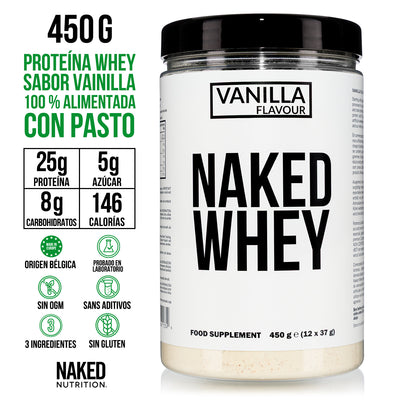 Proteína de suero de leche en polvo con sabor a vainilla | Naked Vanilla Whey - 2 libras