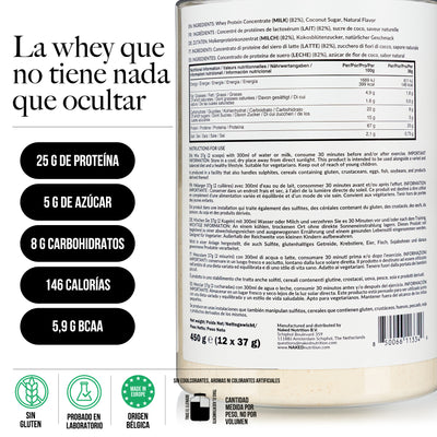 Proteína de suero de leche en polvo con sabor a vainilla | Naked Vanilla Whey - 2 libras