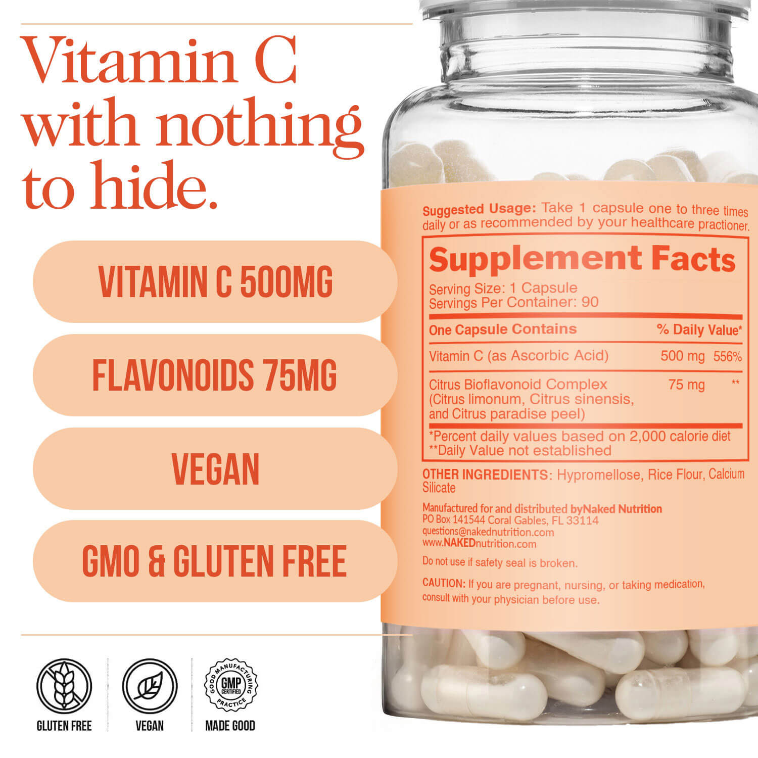 Daily Vitamin C Supplement | Naked Vitamin C - 90 Capsules