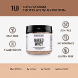 Chocolate Whey Protein Powder 1lb | Naked Chocolate Whey - 1LB