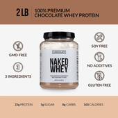Proteína de suero de leche en polvo con sabor a chocolate | Naked Chocolate Whey - 2 libras