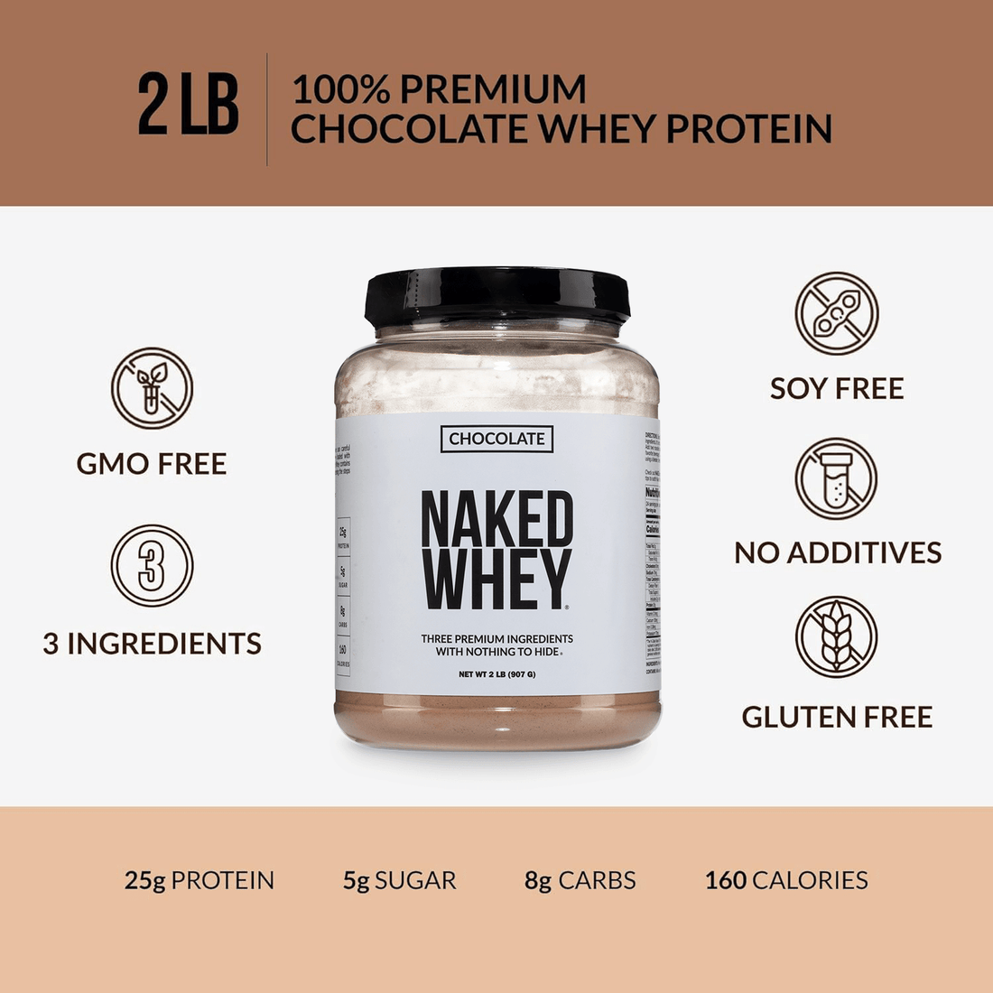 Chocolate Whey Protein Powder | Naked Chocolate Whey - 2LB