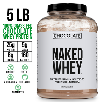 Proteína de suero de leche en polvo con sabor a chocolate | Naked Chocolate Whey - 5 libras