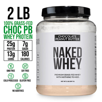 Proteína de suero de leche en polvo con sabor a mantequilla de maní y chocolate, 2 libras | Naked Whey - 2 libras