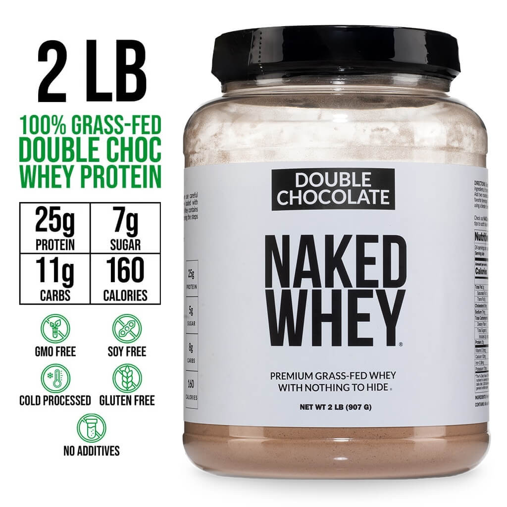 Proteína de suero de leche en polvo con sabor a chocolate doble, 2 libras | Naked Whey - 2 libras
