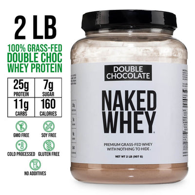 Proteína de suero de leche en polvo con sabor a chocolate doble, 2 libras | Naked Whey - 2 libras