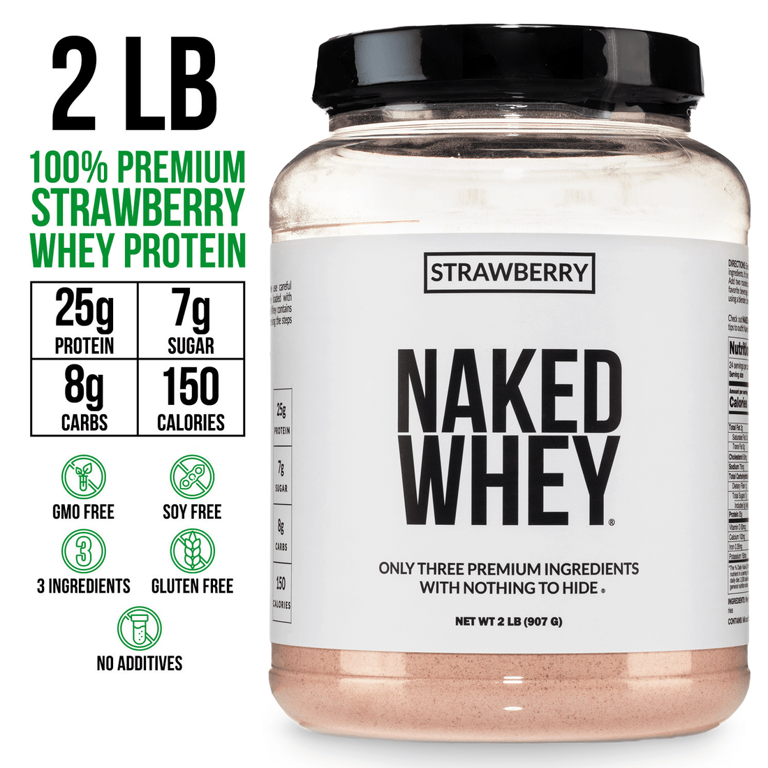 Strawberry Whey Protein Powder | Naked Strawberry Whey - 2LB