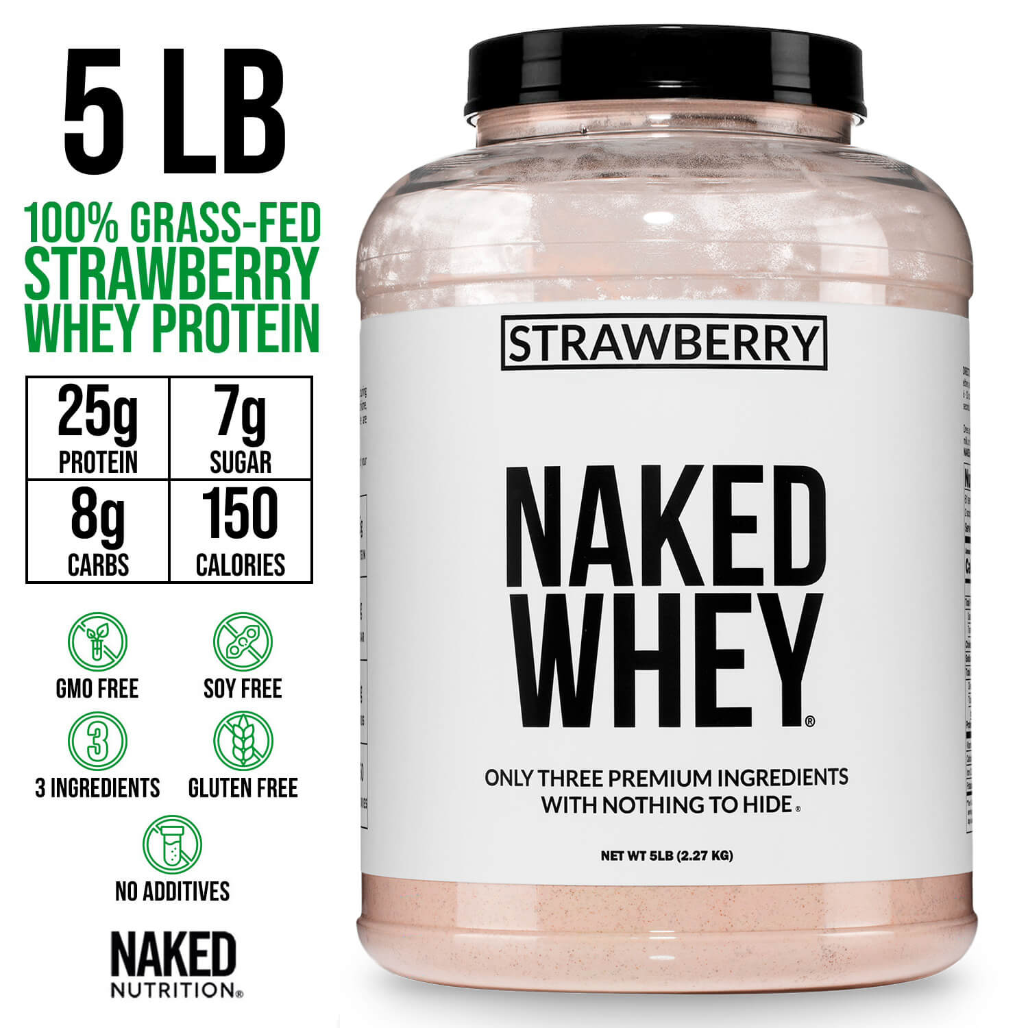 Strawberry Whey Protein Powder | Naked Strawberry Whey - 5LB