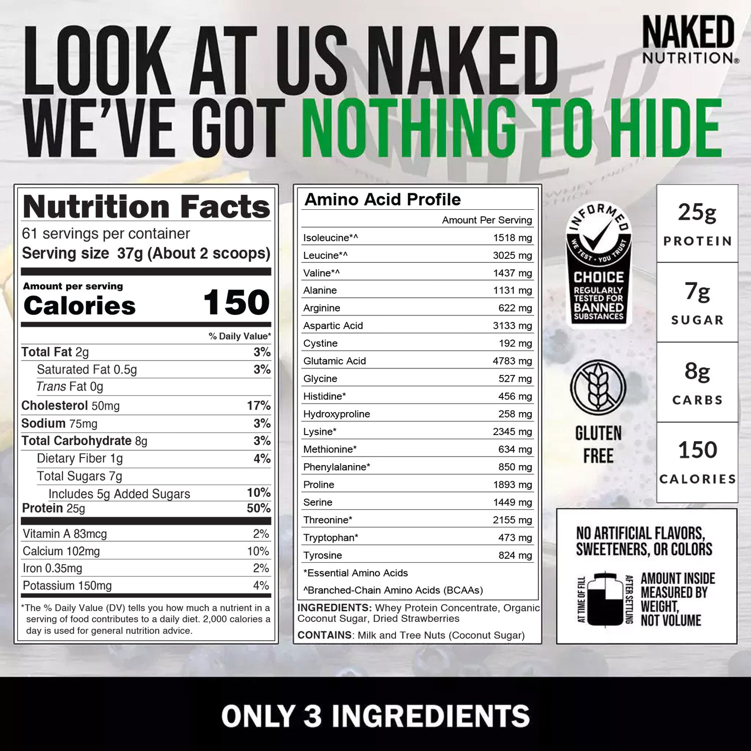 Strawberry Whey Protein Powder | Naked Strawberry Whey - 5LB