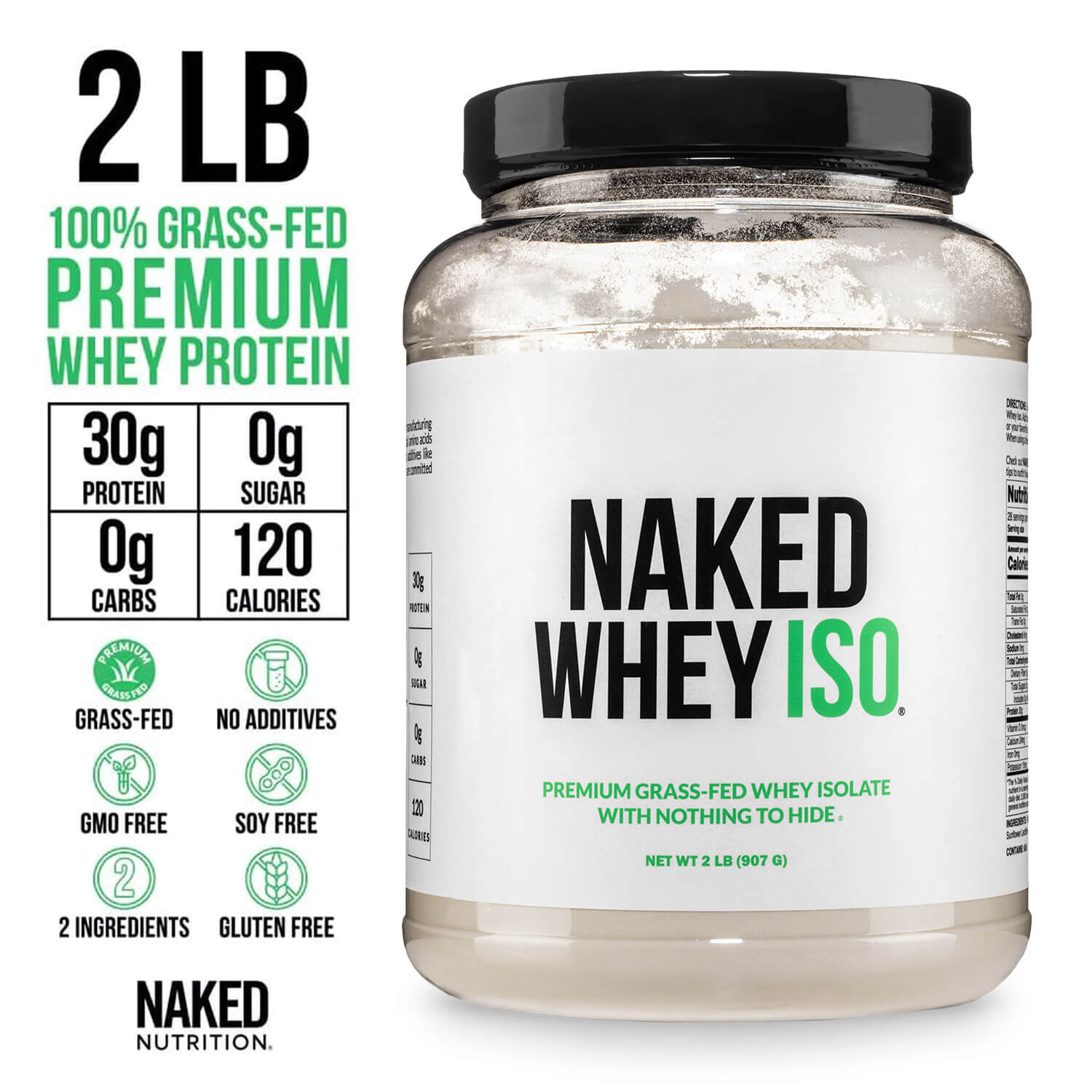 Grass Fed Whey Isolate Protein Powder | Naked Whey Isolate - 2LB