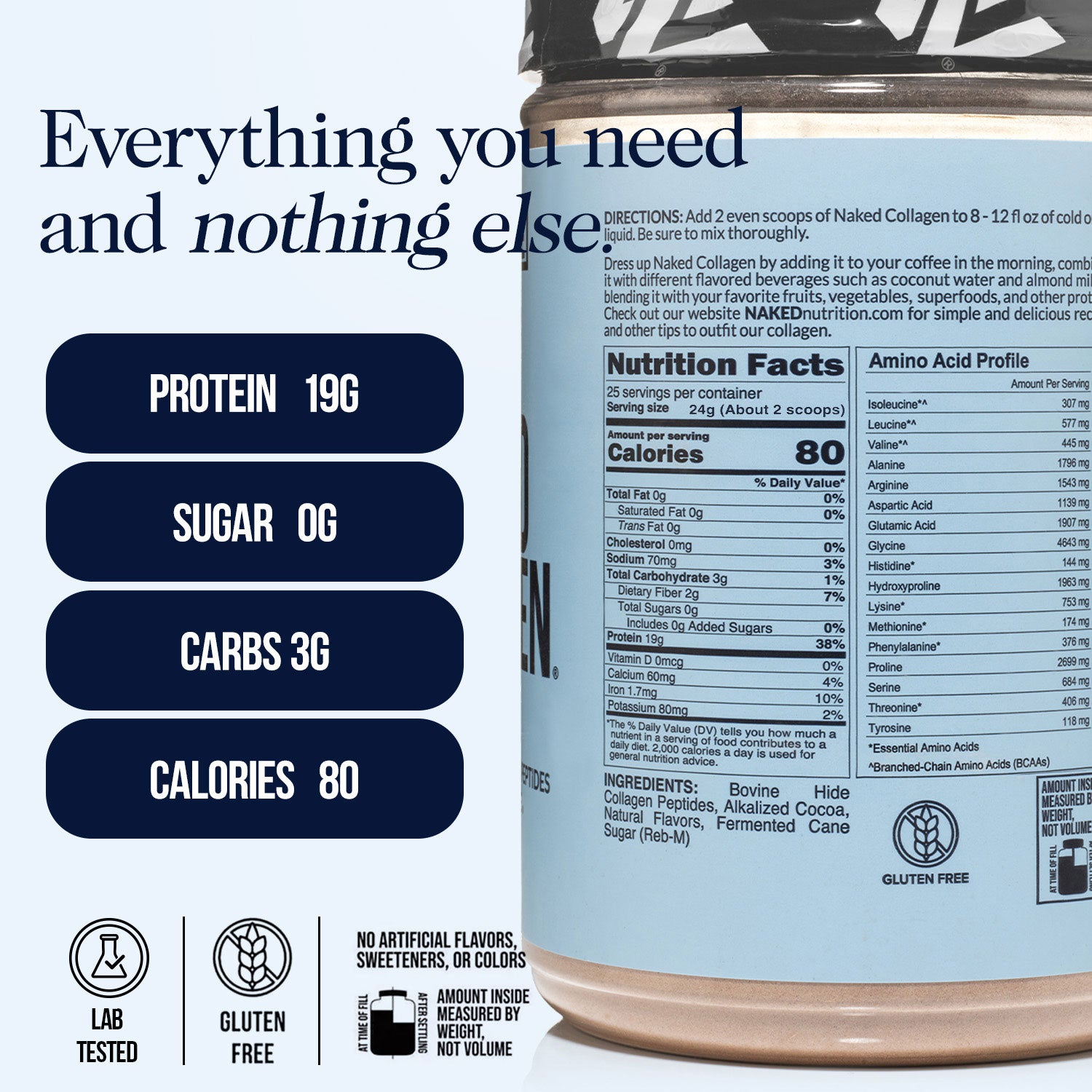 Chocolate Collagen Peptides Powder | Naked Collagen - 1.3 LB - Image 3