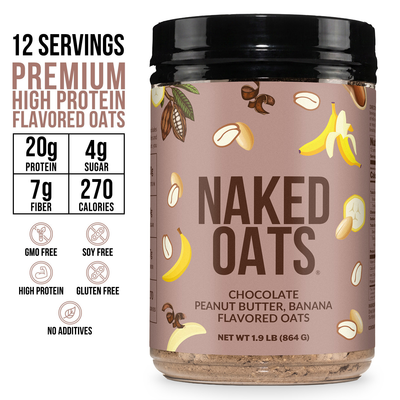Avena proteica con chocolate, mantequilla de maní y plátano | Naked Oats