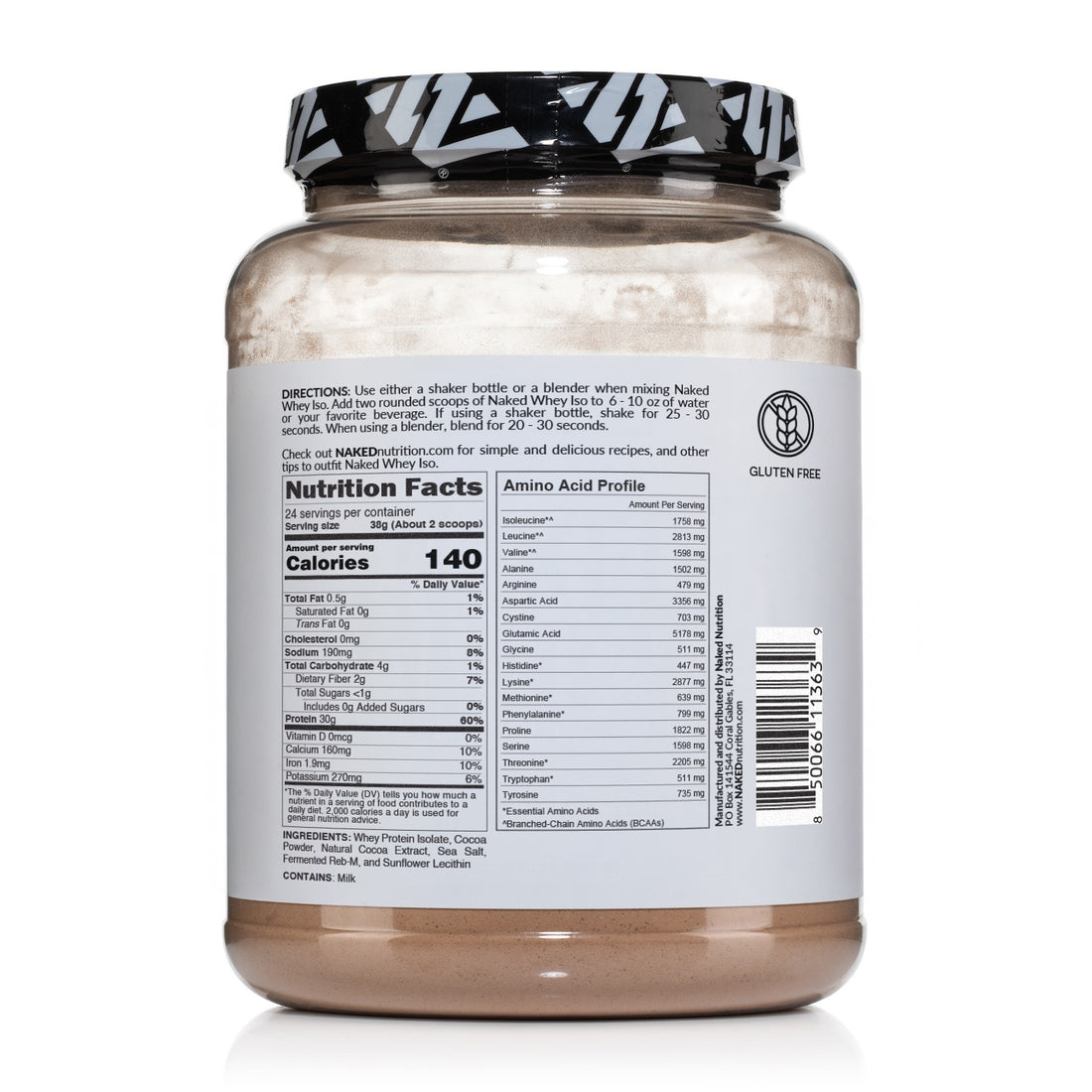 Pro Isolate Chocolate Whey Isolate Protein Powder 2lb - Naked Whey Isolate