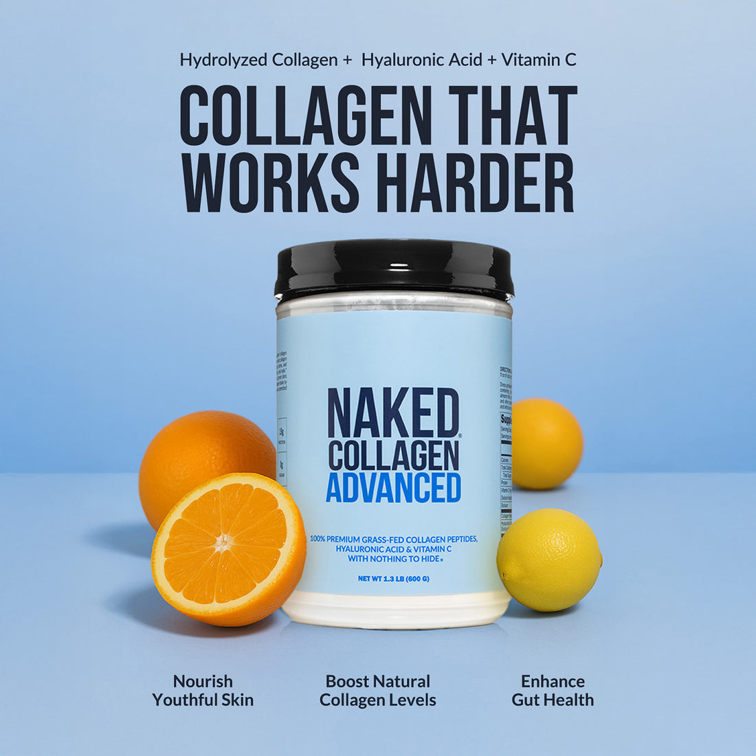 Peptides de collagène à la vanille avec acide hyaluronique | Naked Collagen Advanced - 1,3 LB