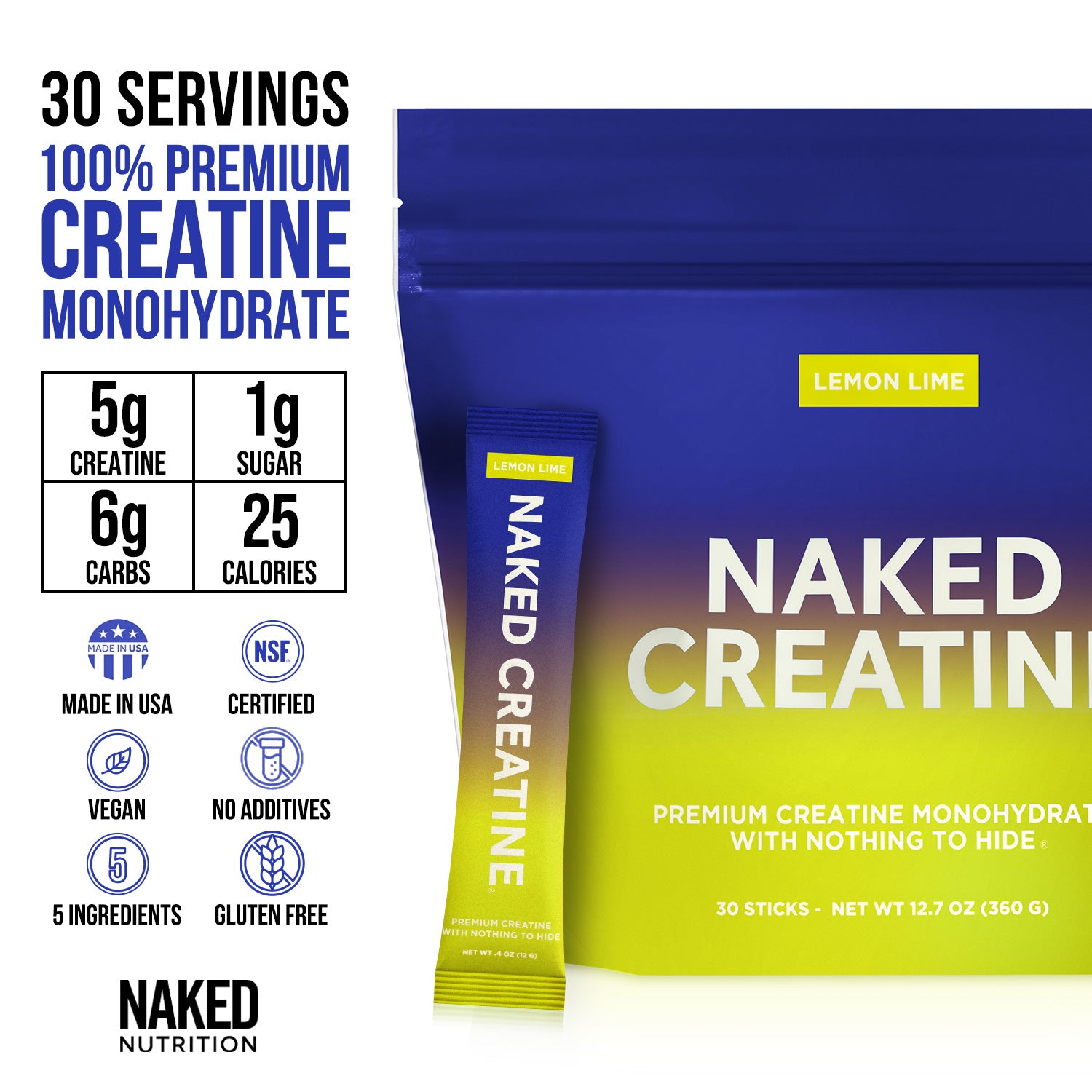 Lemon Lime Creatine Travel Packs | Naked Creatine - 30 Servings - Image 3