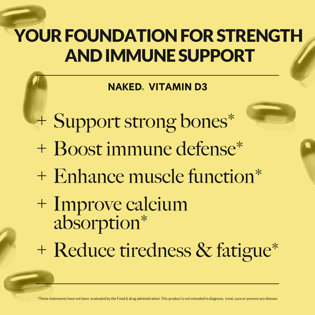 Supplément quotidien de vitamine D3 | Naked Vitamin D - 200 capsules molles