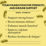 Daily Vitamin D3 Supplement | Naked Vitamin D - 200 Capsules