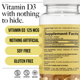 Daily Vitamin D3 Supplement | Naked Vitamin D - 200 Capsules