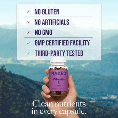 Complément quotidien de vitamine E | Vitamine E Naked - 100 capsules molles