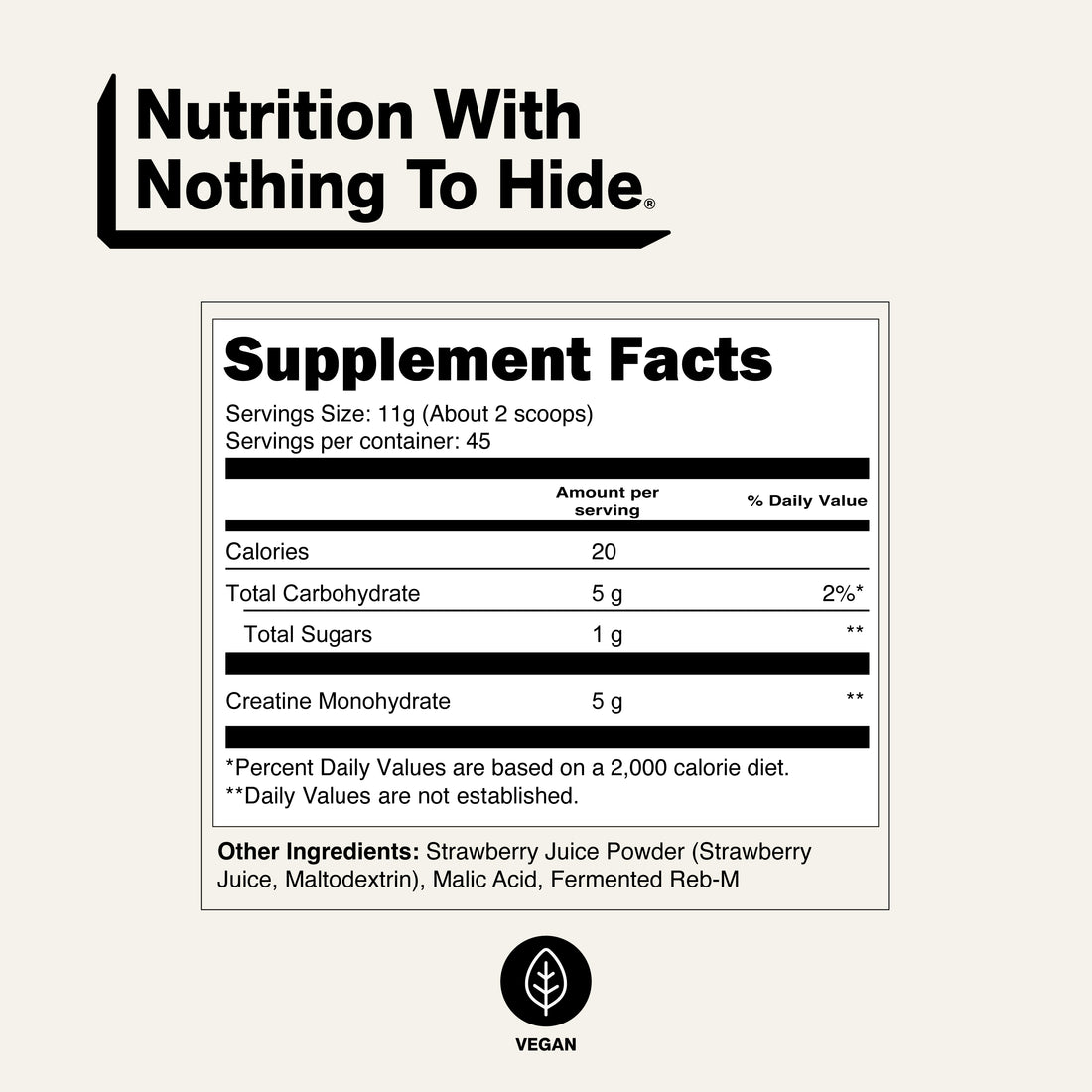 supplement facts cleanest formula clean creatine powder flavored vegan