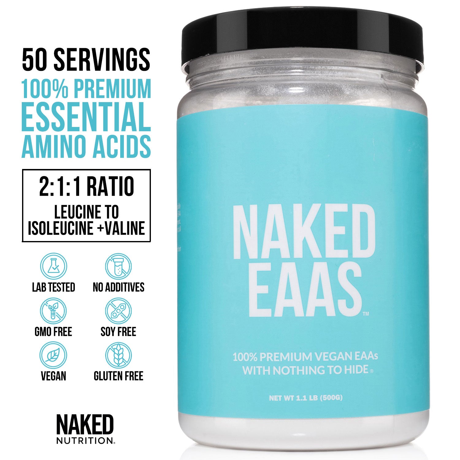 Essential Amino Acids Supplement | Naked EAAs - 50 Servings - Image 3