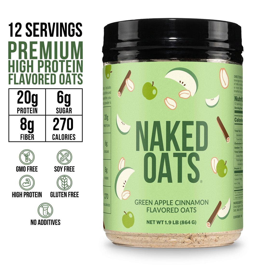Protein-Haferflocken mit grünem Apfel und Zimt | Naked Oats