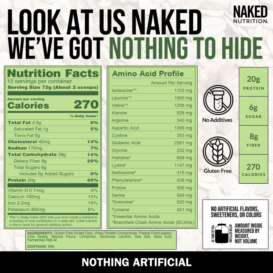 Protein-Haferflocken mit grünem Apfel und Zimt | Naked Oats