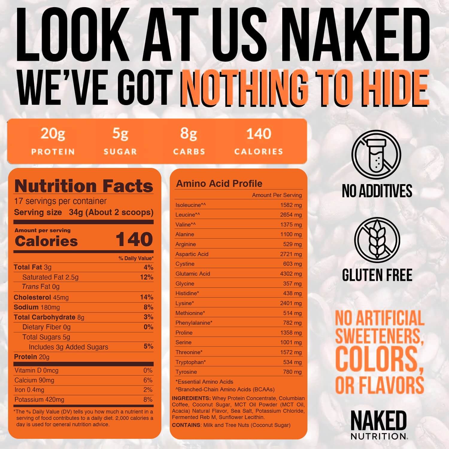 Hazelnut Latte Protein Iced Coffee | Naked Protein Coffee - 17 Servings