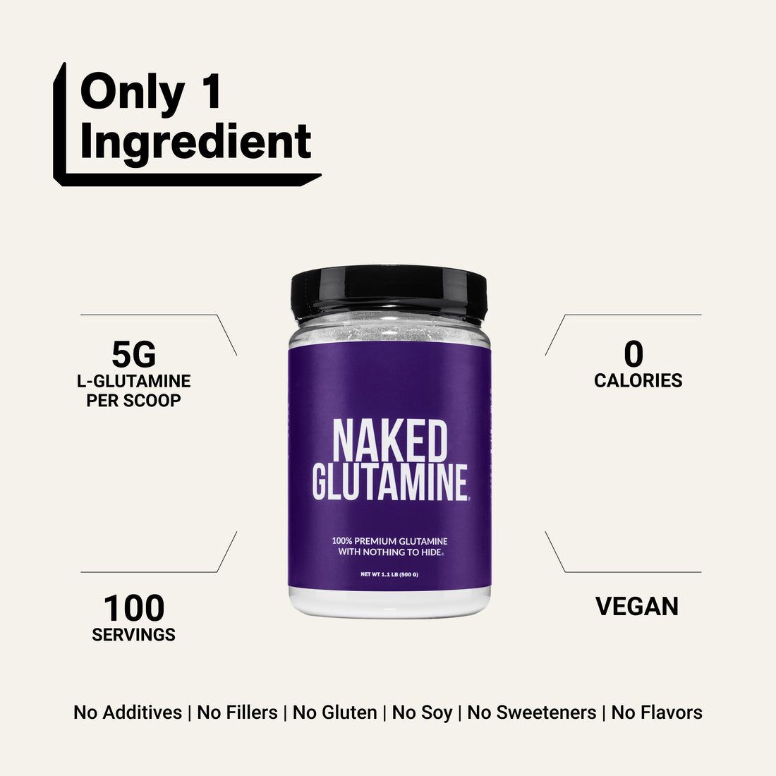 l glutamine powder no additives no filles no gluten no soy