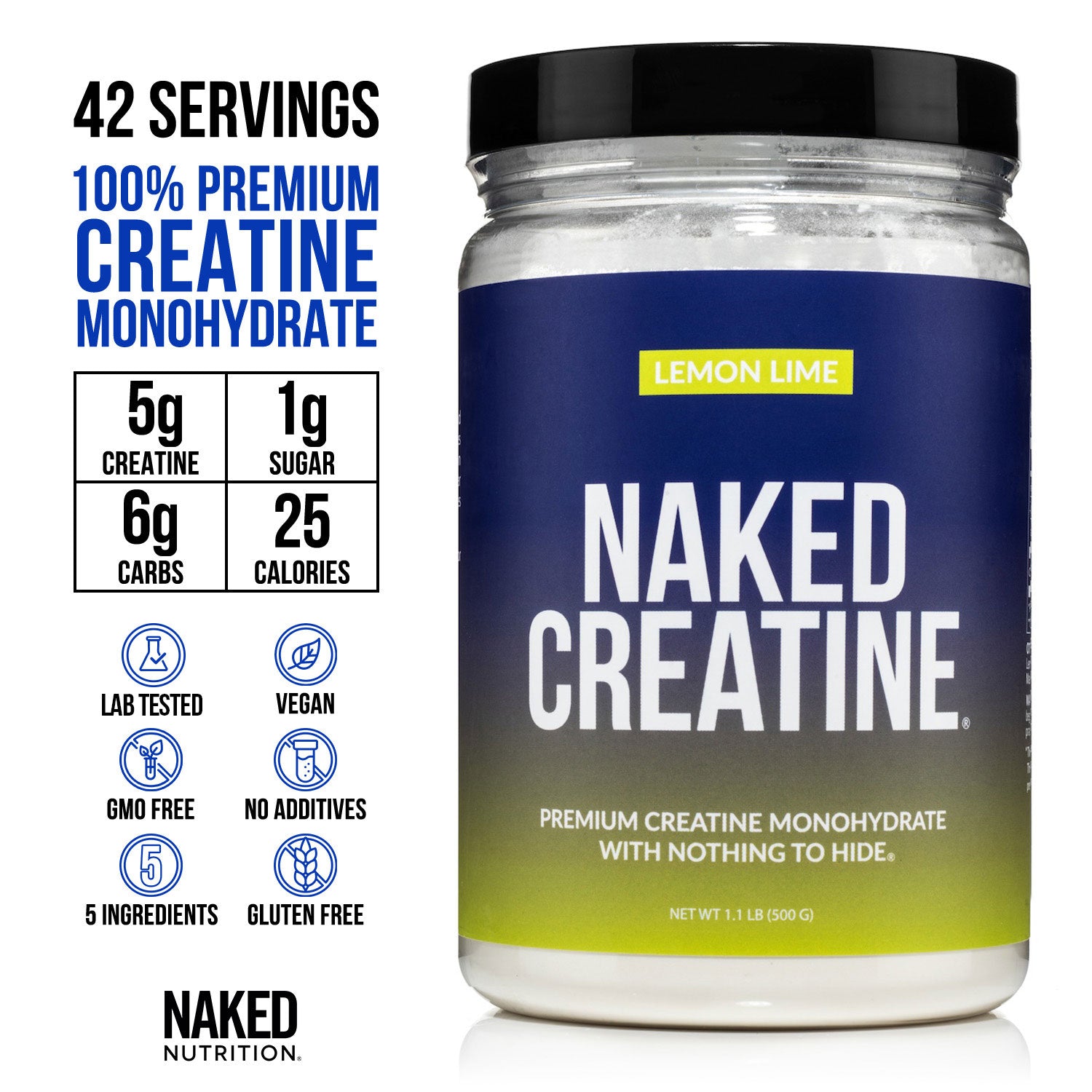 Lemon Lime Creatine Monohydrate Powder | Naked Creatine - 1.1LB - Image 3