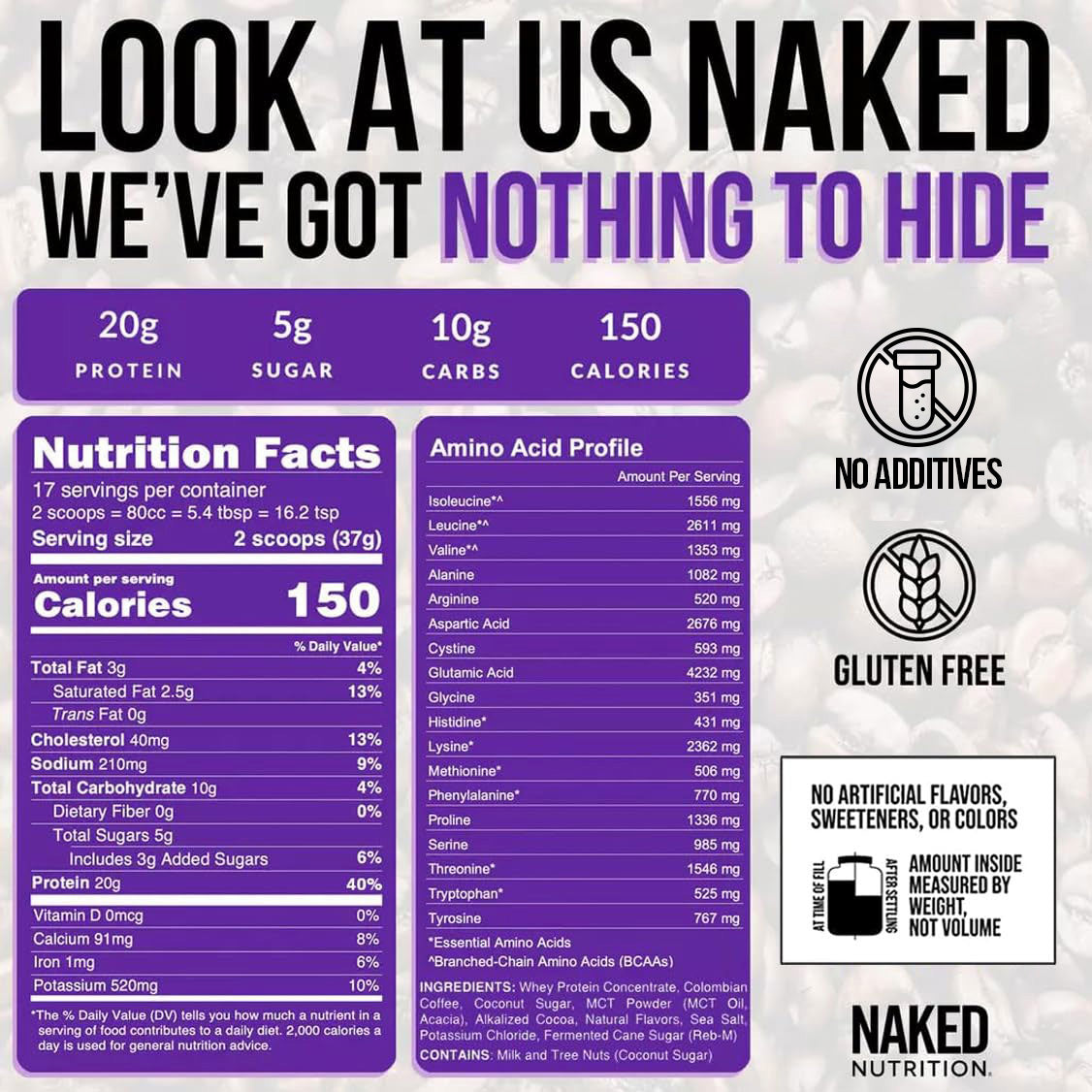 Mocha Latte Protein Iced Coffee | Naked Protein Coffee - 17 Servings