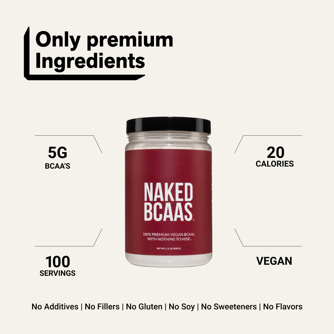 Vertakte-keten aminozuren | Naked BCAA's - 100 porties