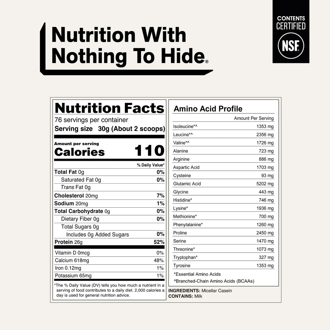 naked casein unflavored 5lb nutrition facts and amino acids.