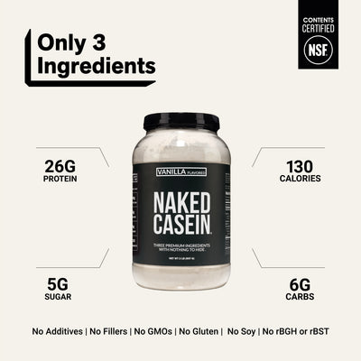 naked casein vanilla 2lb with 3 ingredients and 26g protein.