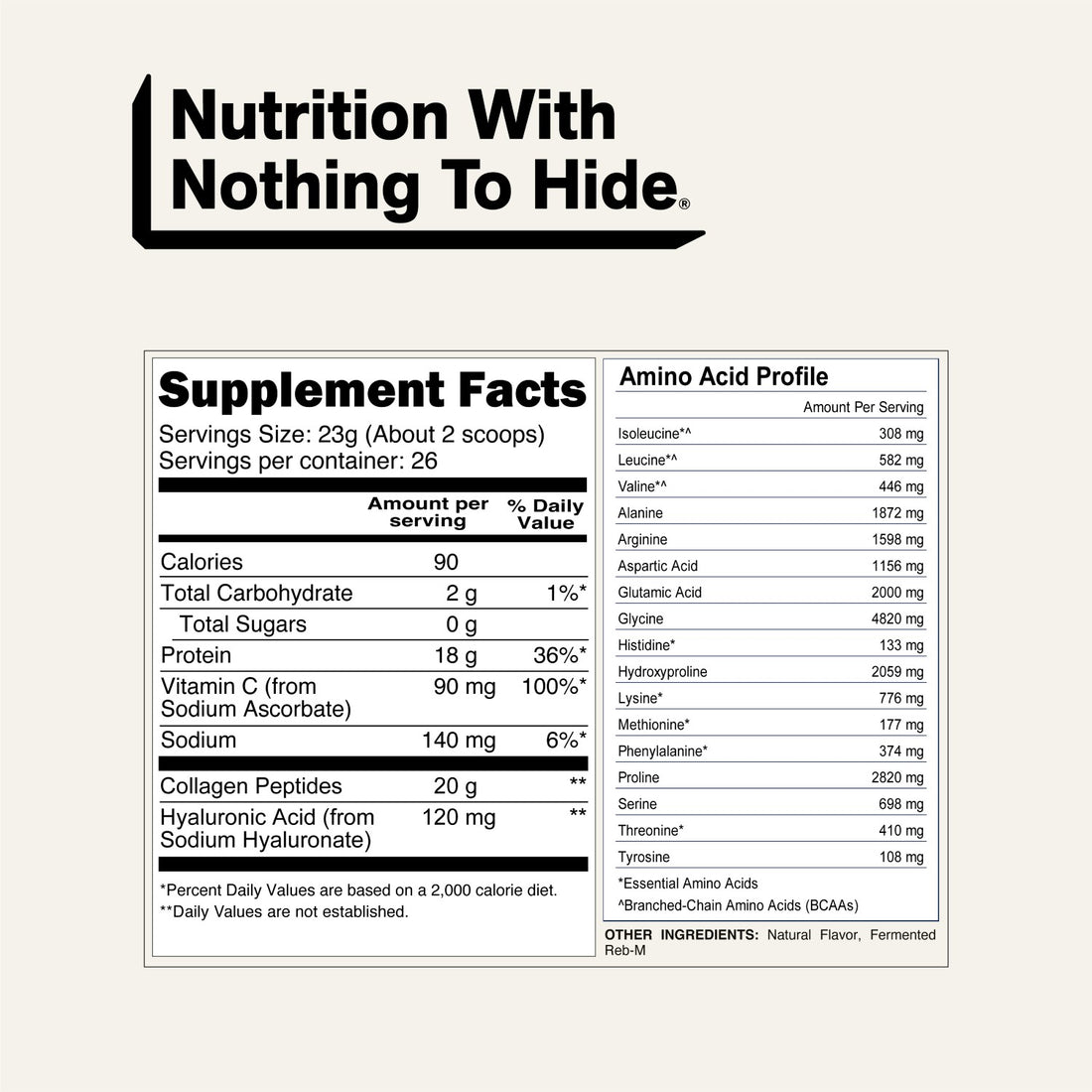 naked collagen advanced vanilla supplement facts and amino acids.