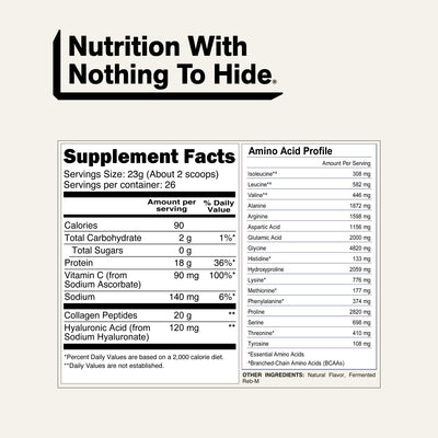 naked collagen advanced vanilla supplement facts and amino acids.