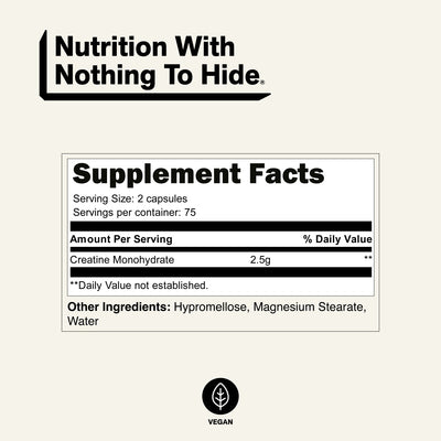 Naked Creatine capsules supplement facts and ingredients
