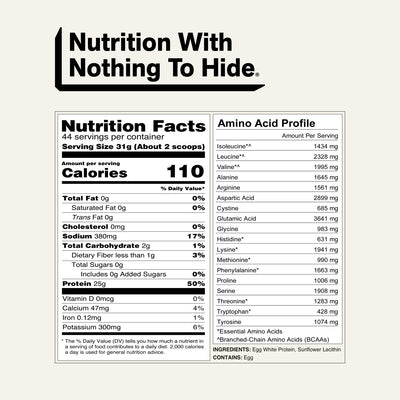 naked egg white protein nutrition facts and amino acid profile