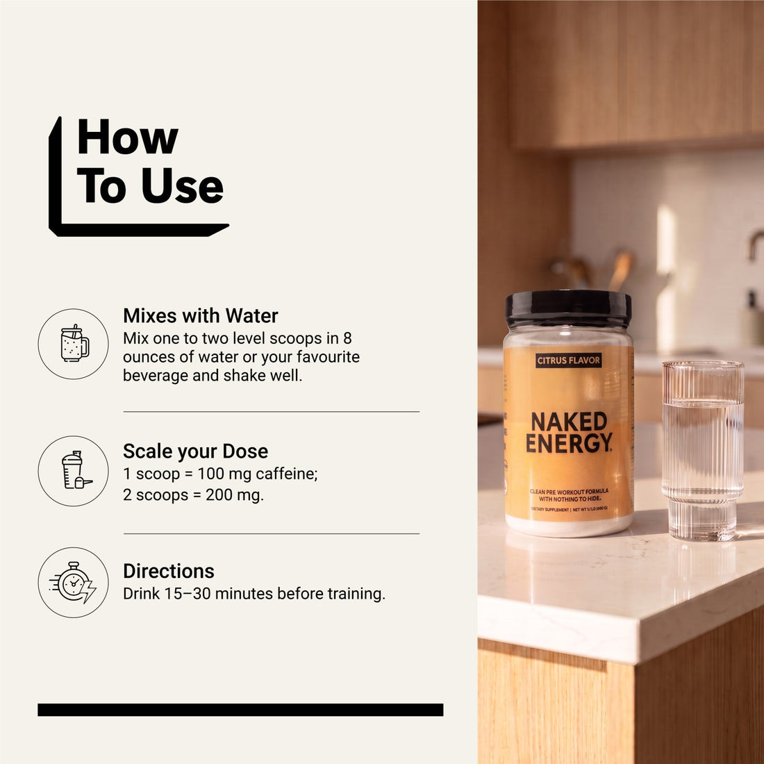 how to mix and use naked energy citrus pre-workout