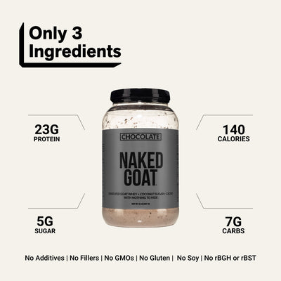 naked goat chocolate whey protein with 23 g protein.