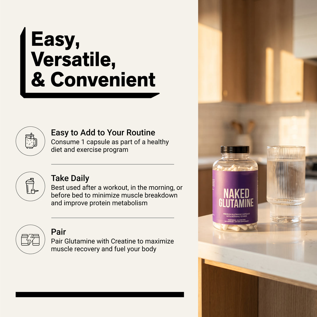 naked l glutamine capsule 