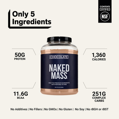 naked mass chocolate 8 lb with 50 g protein