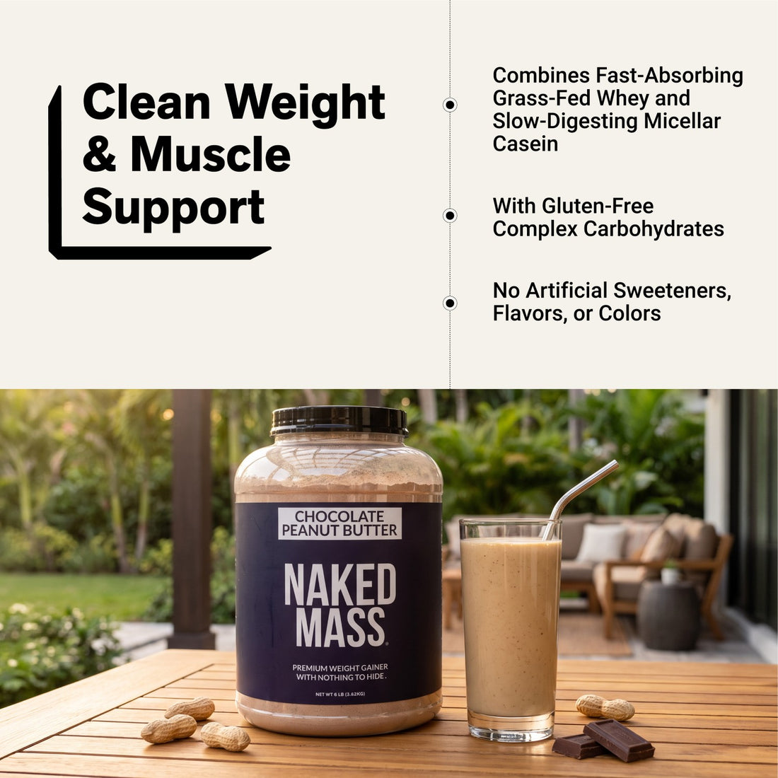 naked mass chocolate peanut butter weight and muscle support