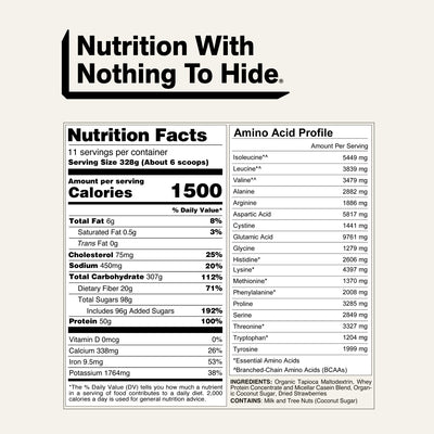 naked mass strawberry 8 lb nutrition facts