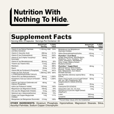naked men's multivitamin supplement facts and ingredients