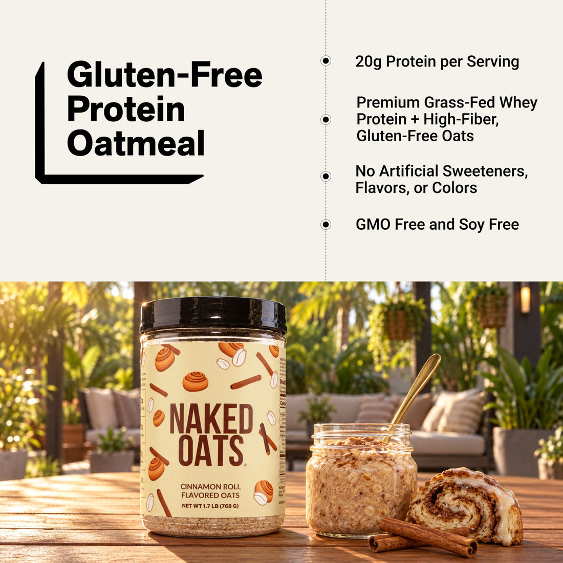 naked oats cinnamon roll protein oatmeal infographic