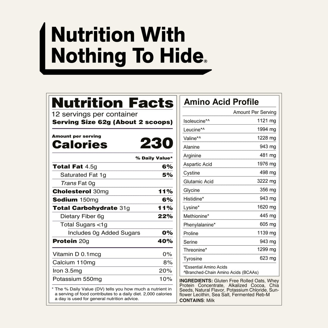 naked oats double chocolate nutrition facts