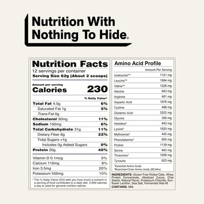 naked oats double chocolate nutrition facts