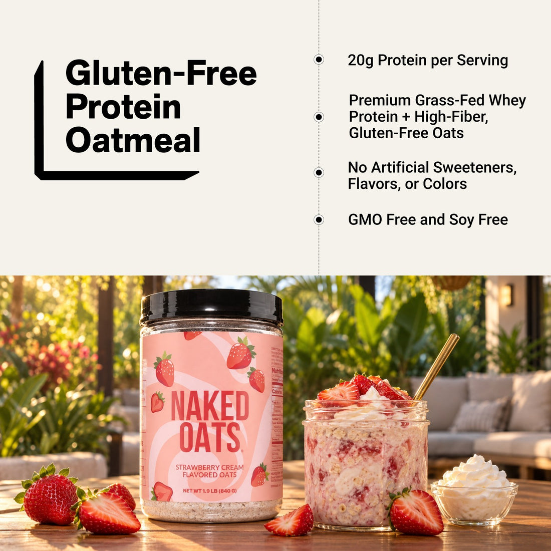 naked oats strawberry cream protein oatmeal infographic